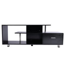 Mobile TV con Cassetto e Ripiani in Legno Nero 152x40x60.5 cm -4