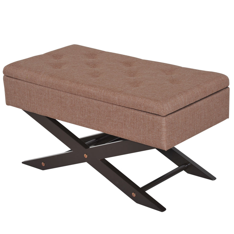 Cassapanca Pouf Contenitore Imbottito Marrone 80x40x42 cm -1