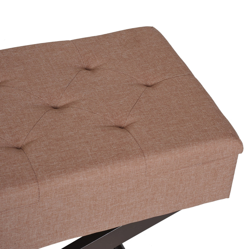 Cassapanca Pouf Contenitore Imbottito Marrone 80x40x42 cm -8