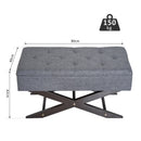 Cassapanca Pouf Contenitore Imbottito Grigio 80x40x42 cm -3