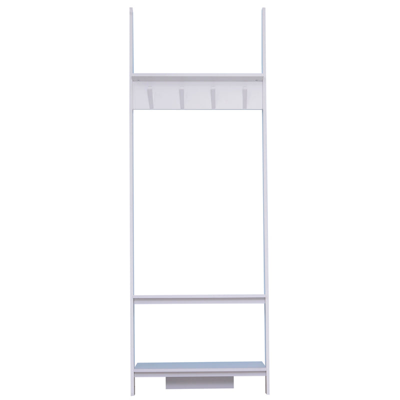 Appendiabiti da Ingresso a 3 Ripiani 4 Ganci in Legno Bianco 67x38.5x196 cm -4