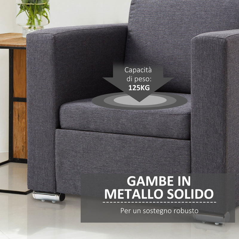 Poltroncina Moderna con Rivestimento in Tessuto Grigio Scuro 81x73x78 cm -5