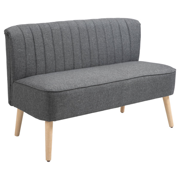 2-Sitzer-Sofa 117 x 56,5 x 77 cm in grauem und weißem Stoff in Leinenoptik prezzo