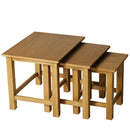 Set di 3 Tavolini Sgabelli ad Incastro Stile Rustico in Legno Naturale -1