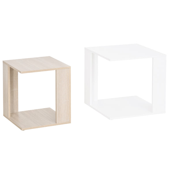 Set mit 2 modularen Couchtischen in Weiß und Eiche 50 x 50 x 48 cm/40 x 40 x 44 cm prezzo