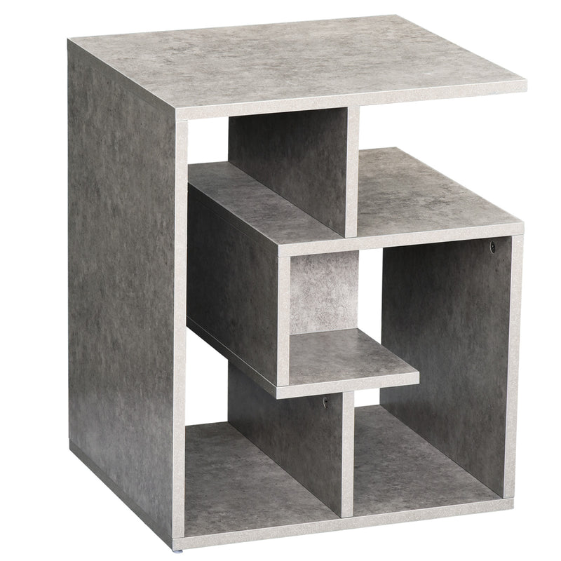 Mobiletto Libreria a 3 livelli in Legno Grigio Effetto Cemento 45x40x55 cm -1