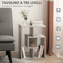 Mobiletto Libreria a 3 livelli in Legno Grigio Effetto Cemento 45x40x55 cm -4