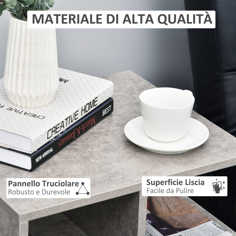 Mobiletto Libreria a 3 livelli in Legno Grigio Effetto Cemento 45x40x55 cm -5