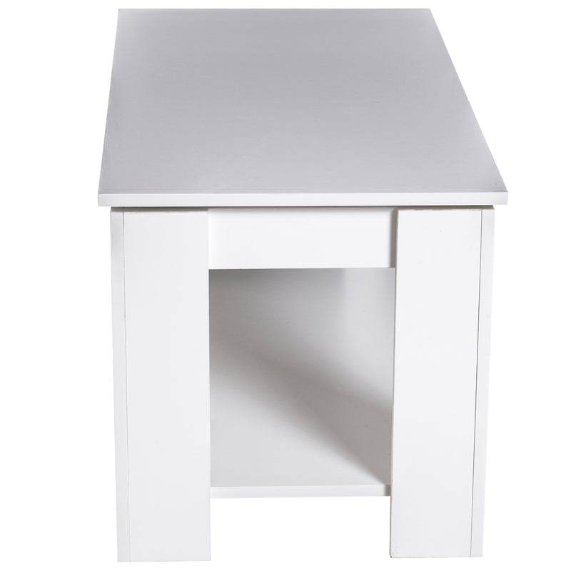 Tavolino da Soggiorno con Ripiano Rialzabile in Legno Bianco 100x50x63 cm -5