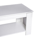 Tavolino da Soggiorno con Ripiano Rialzabile in Legno Bianco 100x50x63 cm -9