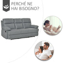 Divano 3 Posti con Schienale e Poggiapiedi Laterali Reclinabili Grigio Antracite 185x95x97 cm -6