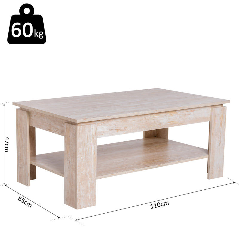 Tavolino da Caffè Basso a 2 Livelli Legno Rovere Chiaro 110x65x47 cm -3