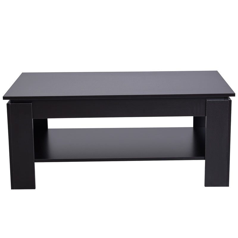 Tavolino da Caffè a 2 Livelli in Legno Nero 110x65x47 cm -4