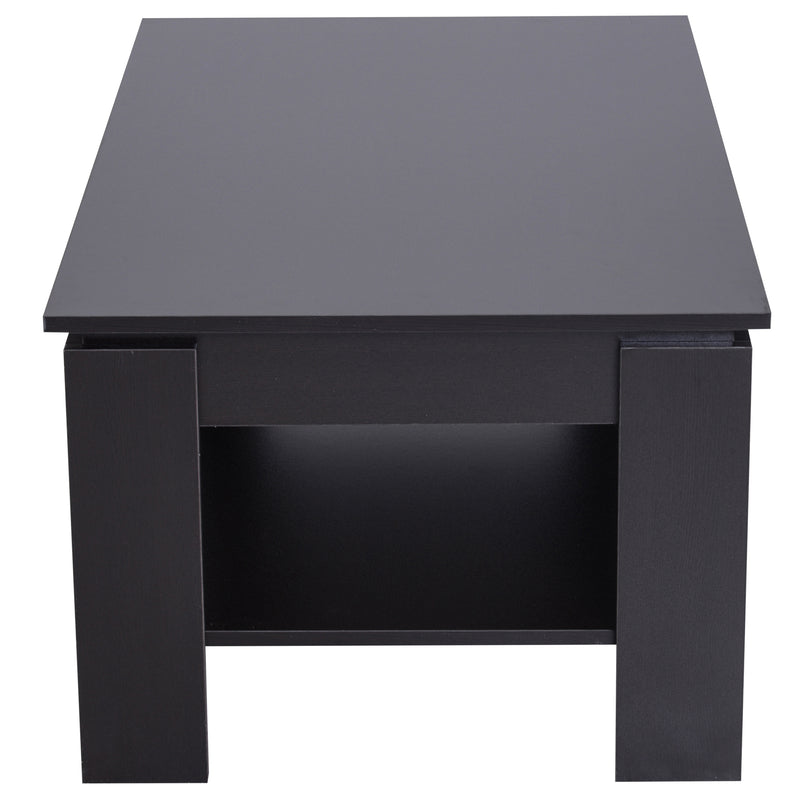 Tavolino da Caffè a 2 Livelli in Legno Nero 110x65x47 cm -5