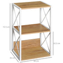 Libreria Scaffale 3 Ripiani con Struttura in Acciaio Bianco e Ripiani in Legno 40x35x72.5 cm -3