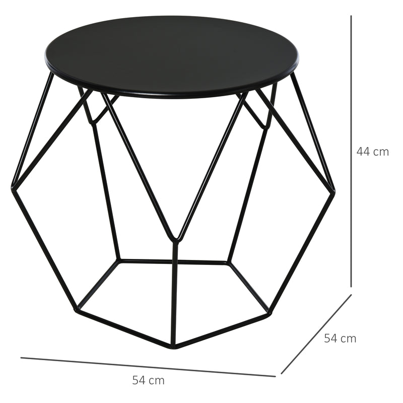 Tavolino Geometrico di Design in Acciaio Nero 54x54x44 cm -3