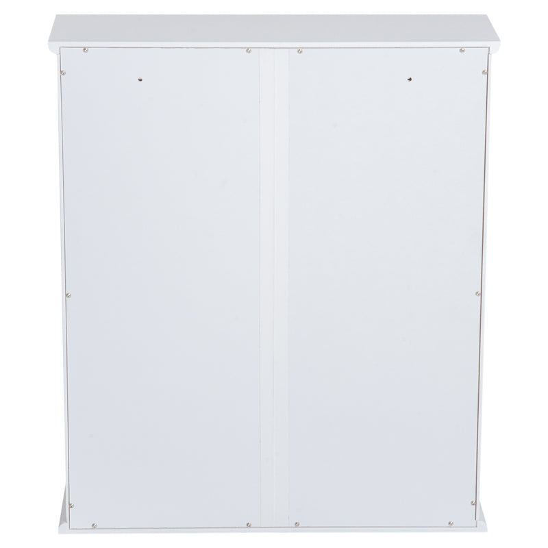 Armadietto Portaoggetti da Parete per Bagno e Cucina 3 Ripiani in Legno Bianco 53.5x16x62.5 cm -6