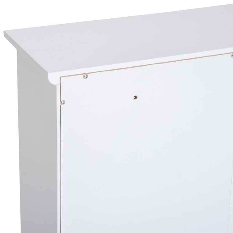 Armadietto Portaoggetti da Parete per Bagno e Cucina 3 Ripiani in Legno Bianco 53.5x16x62.5 cm -7