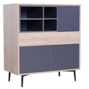 Credenza Mobile da Soggiorno in Legno Naturale e Grigio Scuro -1