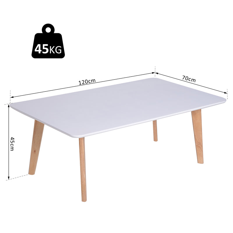 Tavolino Stile Nordico in Legno Bianco 120x70x45 cm -3