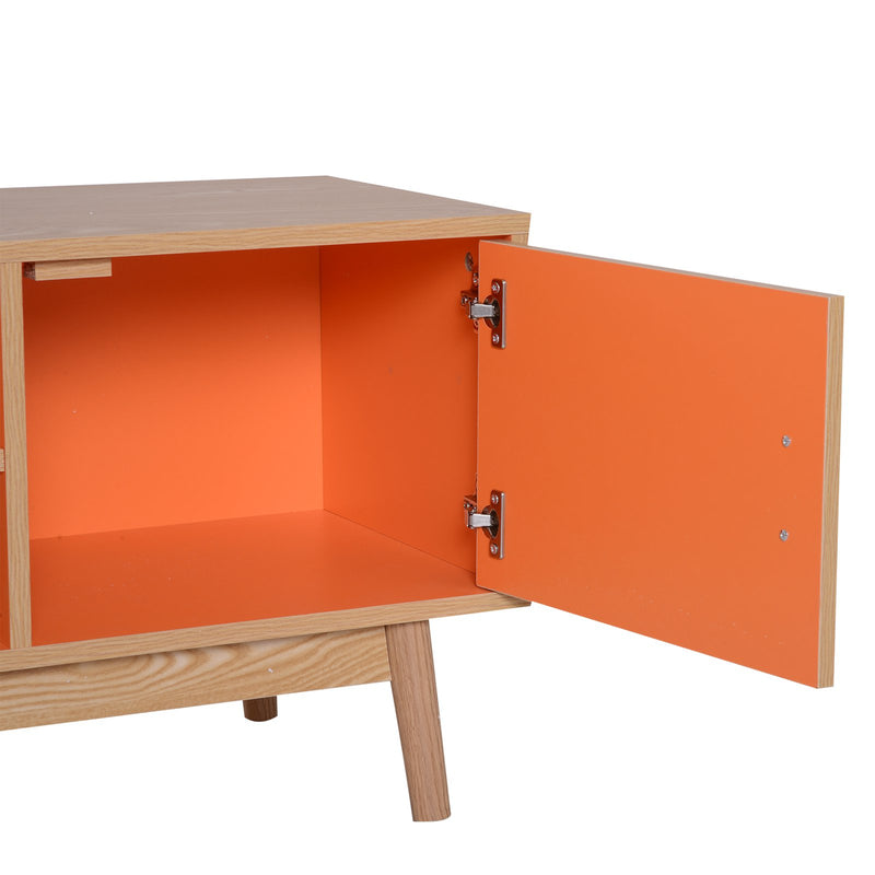 Mobile TV in Legno Rovere e Arancio 130x38x46.5 cm -5