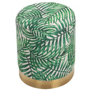 Pouf Poggiapiedi Ø36x42 cm in Velluto  Fantasia Jungle e Oro-1