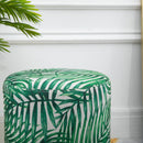 Pouf Poggiapiedi Ø36x42 cm in Velluto  Fantasia Jungle e Oro-6