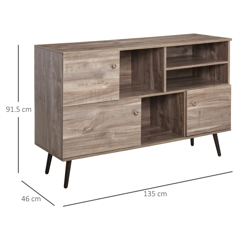 Credenza Mobile Soggiorno 3 Ante 4 Scaffali 135x46x91,5 cm -3