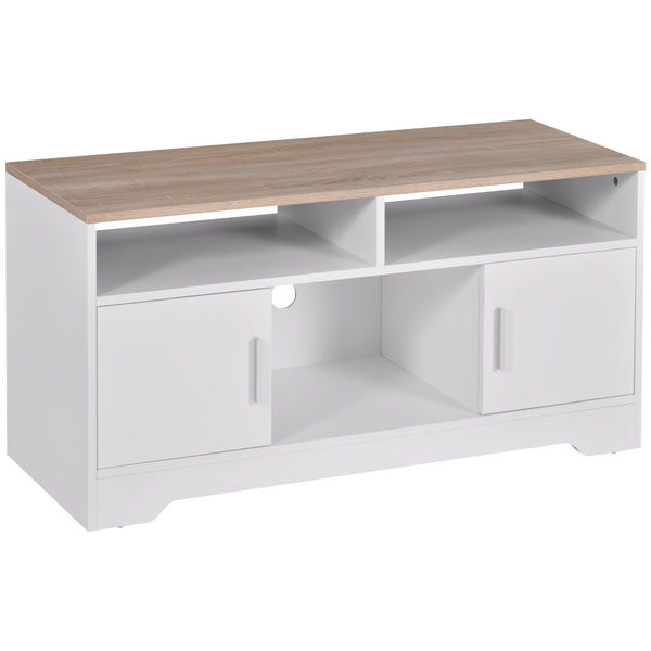 TV-Schrank 3 Fächer 2 Türen 105 x 40 x 52 cm für Fernseher bis 42" in weißer Spanplatte und Holz prezzo