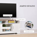 Mobile TV 3 Scomparti 2 Ante 105x40x52 cm per TV fino a 42" in Truciolato Bianco e Legno-5