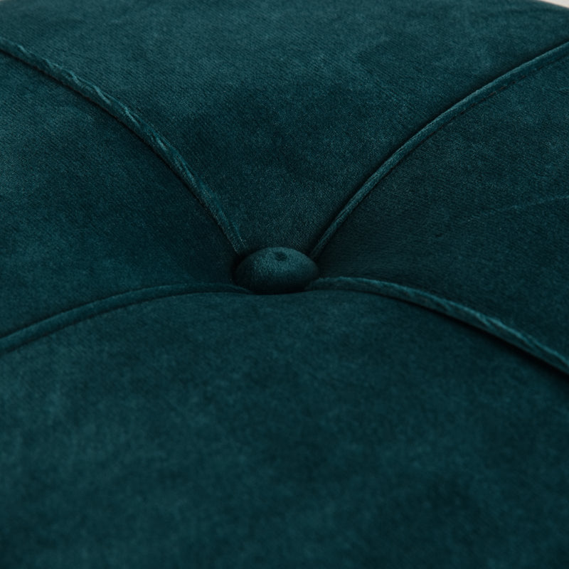 Pouf Imbottito Rotondo in Tessuto Felpato Ø38x43 cm  Verde Smeraldo-5