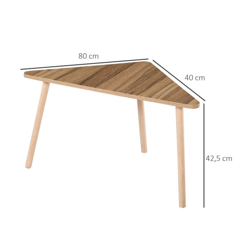 Set 4 Tavolini Triangolari Componibili 80x40x42,5 cm in Legno -3