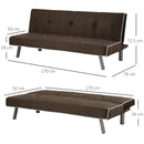 Divano Letto 2 Posti in Tessuto 170x76x72,5 cm  Marrone-3