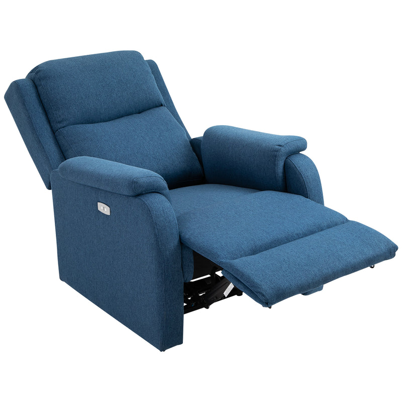 Poltrona Relax Reclinabile Elettrica 77x91x106 cm in Tessuto  Blu-1