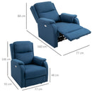 Poltrona Relax Reclinabile Elettrica 77x91x106 cm in Tessuto  Blu-3