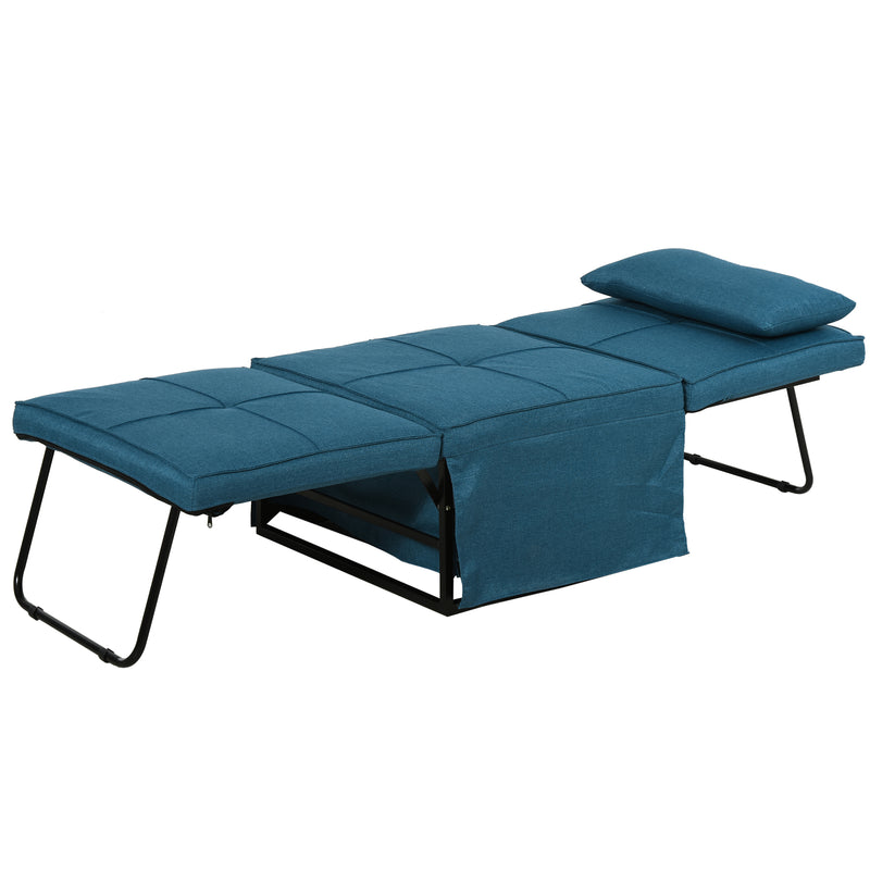 Pouf Letto Brandina con Materasso Pieghevole 69x180x41 cm  Blu-1