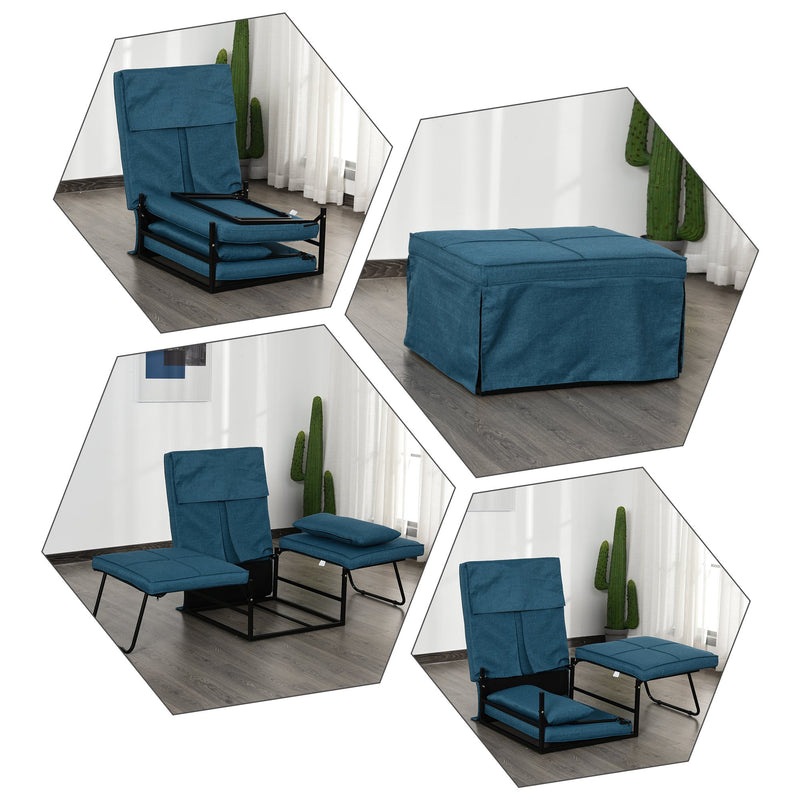 Pouf Letto Brandina con Materasso Pieghevole 69x180x41 cm  Blu-6