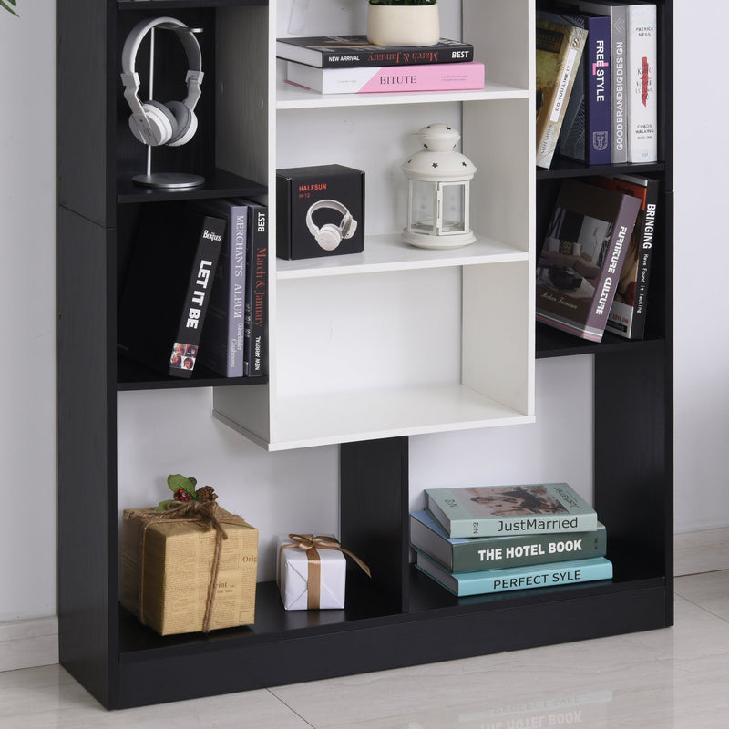 Libreria Moderna 95x22x150 cm in Truciolare  Bianca e Nera-10