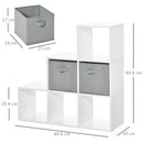 Mobile Libreria 2 Cassetti 6 Ripiani 89,8x30x89,8 cm  Bianco e Grigio-3