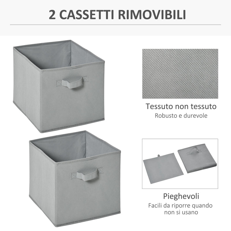 Mobile Libreria 2 Cassetti 6 Ripiani 89,8x30x89,8 cm  Bianco e Grigio-6