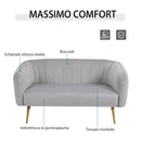 Divano 2 Posti in Tessuto 143x74x71,5 cm  Grigio-8