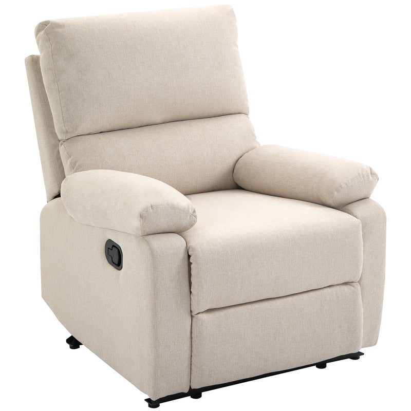 Poltrona Relax Reclinabile Manuale in Tessuto Beige-1