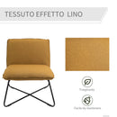 Poltroncina Imbottita 63x75x70 cm in Metallo e Tessuto Giallo-4