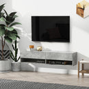 Mobile TV Sospeso 140x32x31 cm in Legno Truciolare Grigio-2