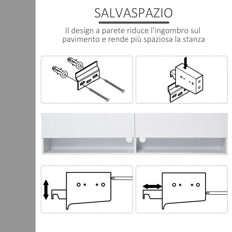 Mobile TV Sospeso 140x32x31 cm in Legno Truciolare Grigio-5