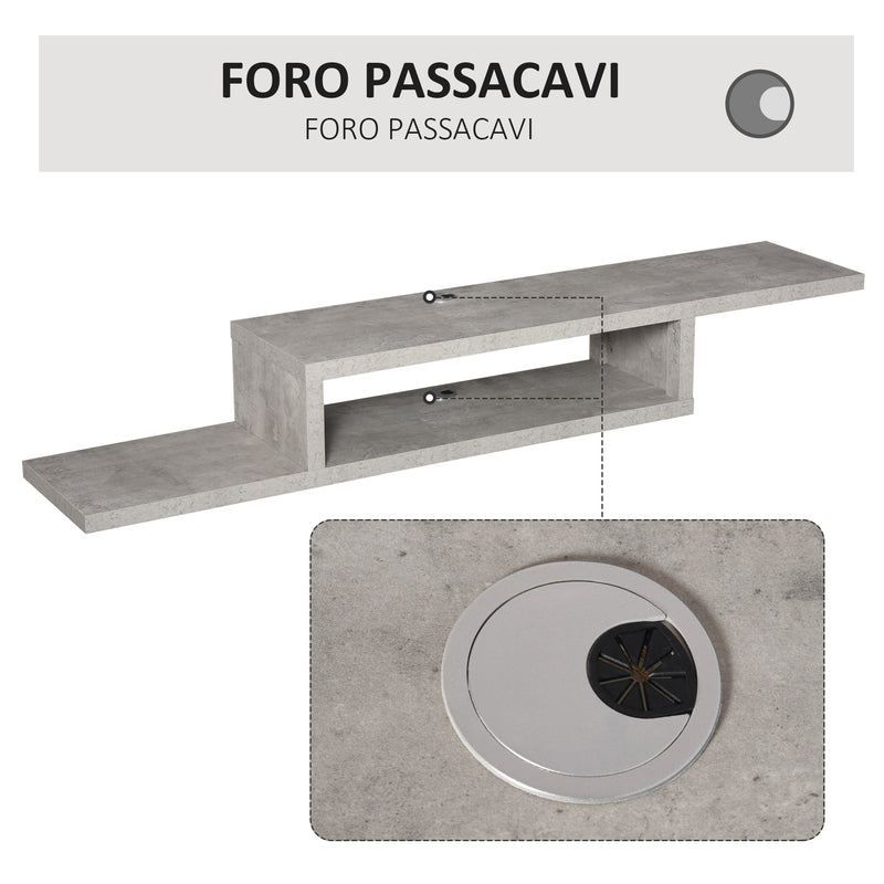 Mobile Sotto TV Sospeso 152,4x29,8x21 cm in Legno Grigio Cemento-5