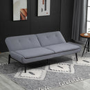 Divano Letto 3 Posti 195x84x82 cm in Tessuto Effetto Lino Grigio-2