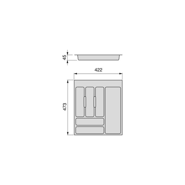 sconto Besteckkasten Optima Vertex/Concept 500mm M 500 Kunststoff Anthrazitgrau Emuca