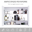 Pensile da Bagno 2 Ante Specchio in MDF 80x15x60 cm  MoreMorning Bianco-4