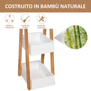 Mobiletto da Bagno 3 Ripiani 21x30x81 cm in MDF Bianco e Bambù-6